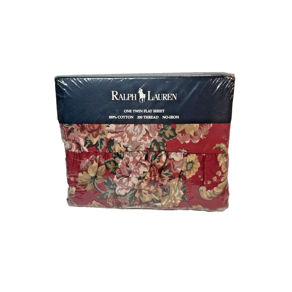 Vtg NOS Ralph Lauren Danielle Marseilles TWIN Flat Sheet Ruffle Edge NEW
